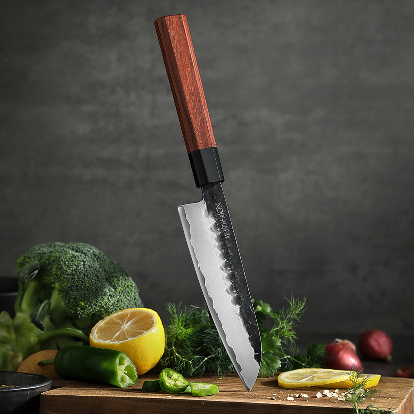 Norskaer Black Buffalo Santoku Kokkekniv, lille