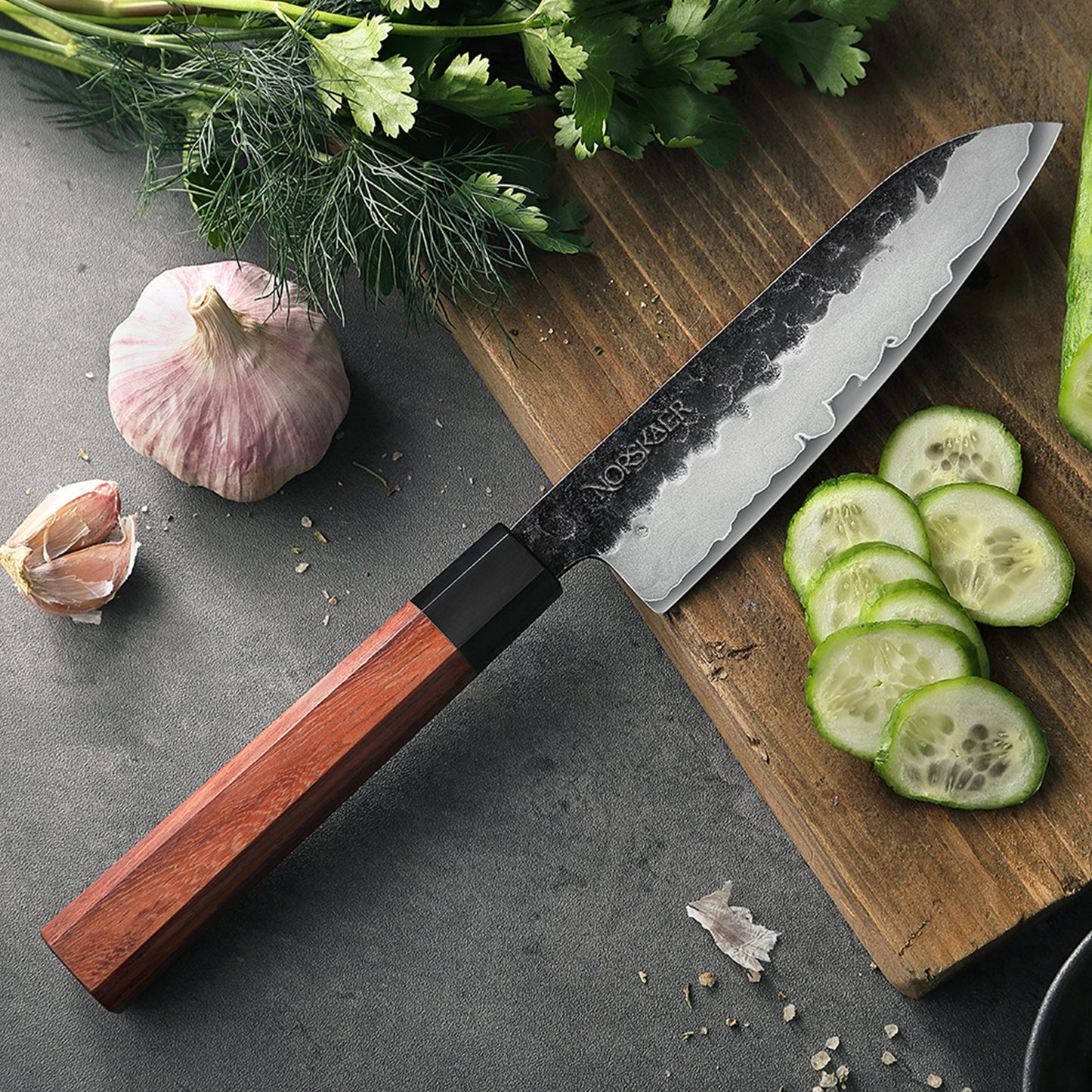 Norskaer Black Buffalo Santoku Kokkekniv, lille