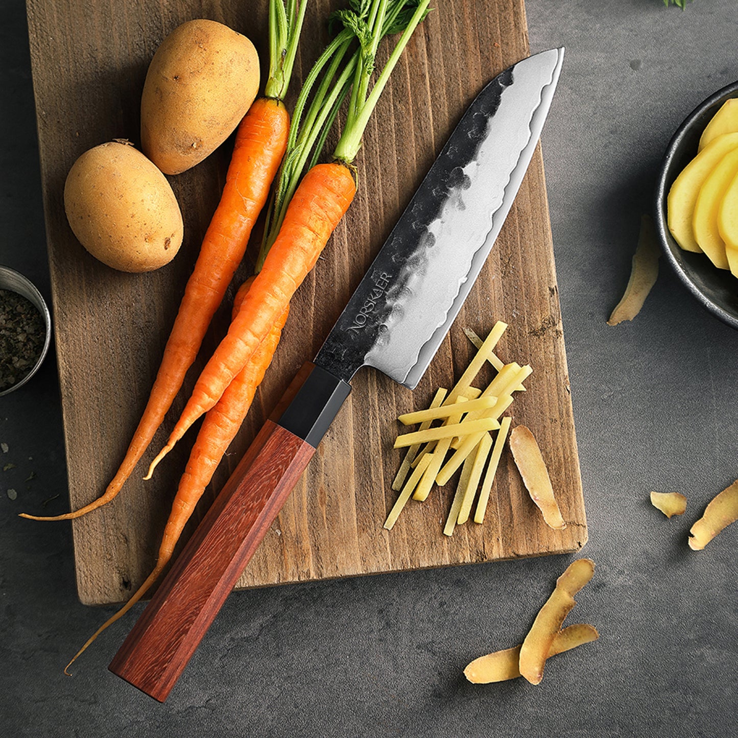 Norskaer Black Buffalo Santoku Kokkekniv, lille