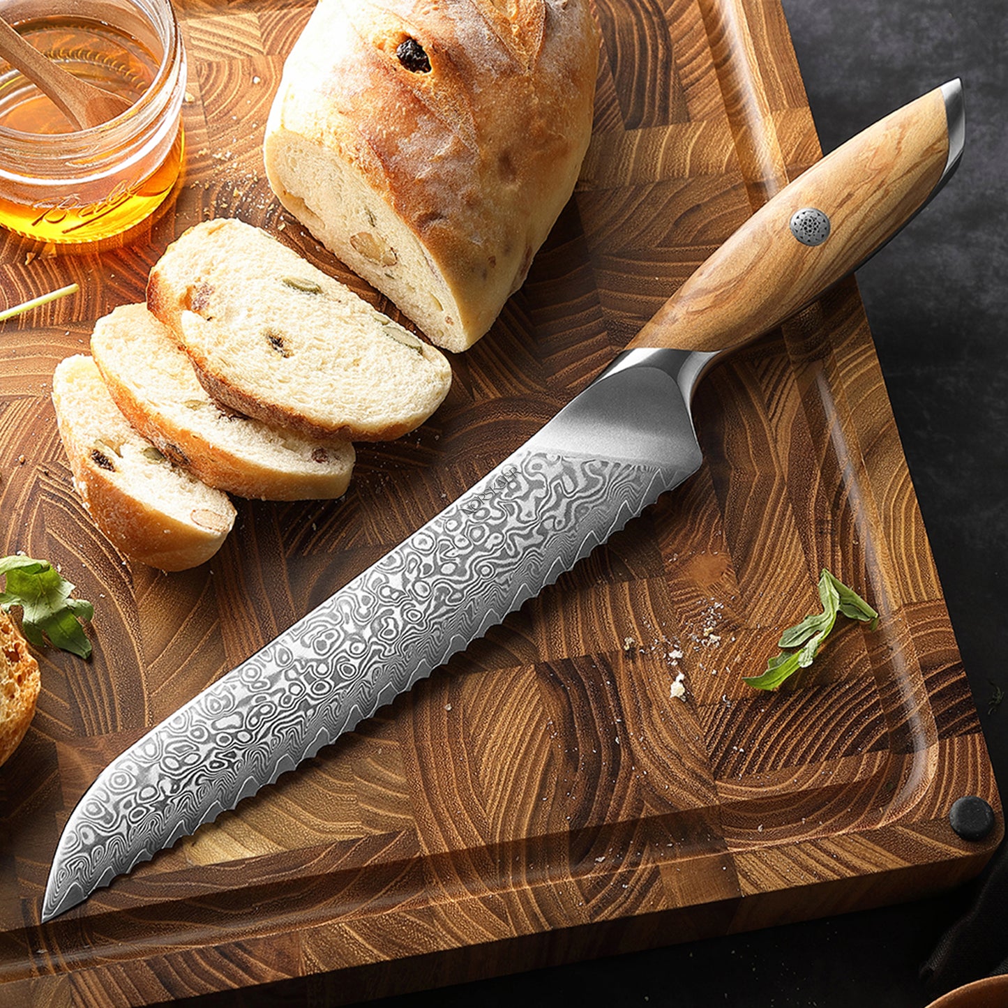 Norskaer Olive Wood Brødkniv