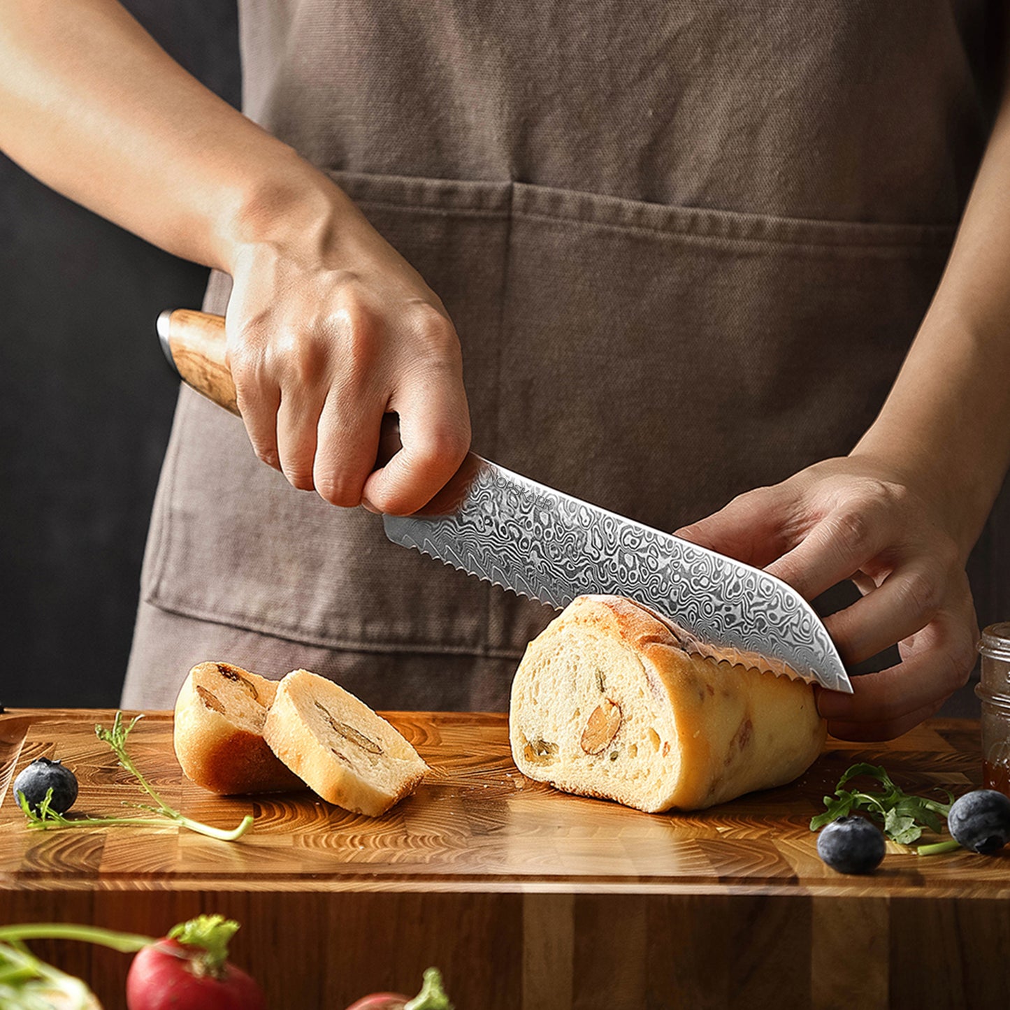 Norskaer Olive Wood Brødkniv