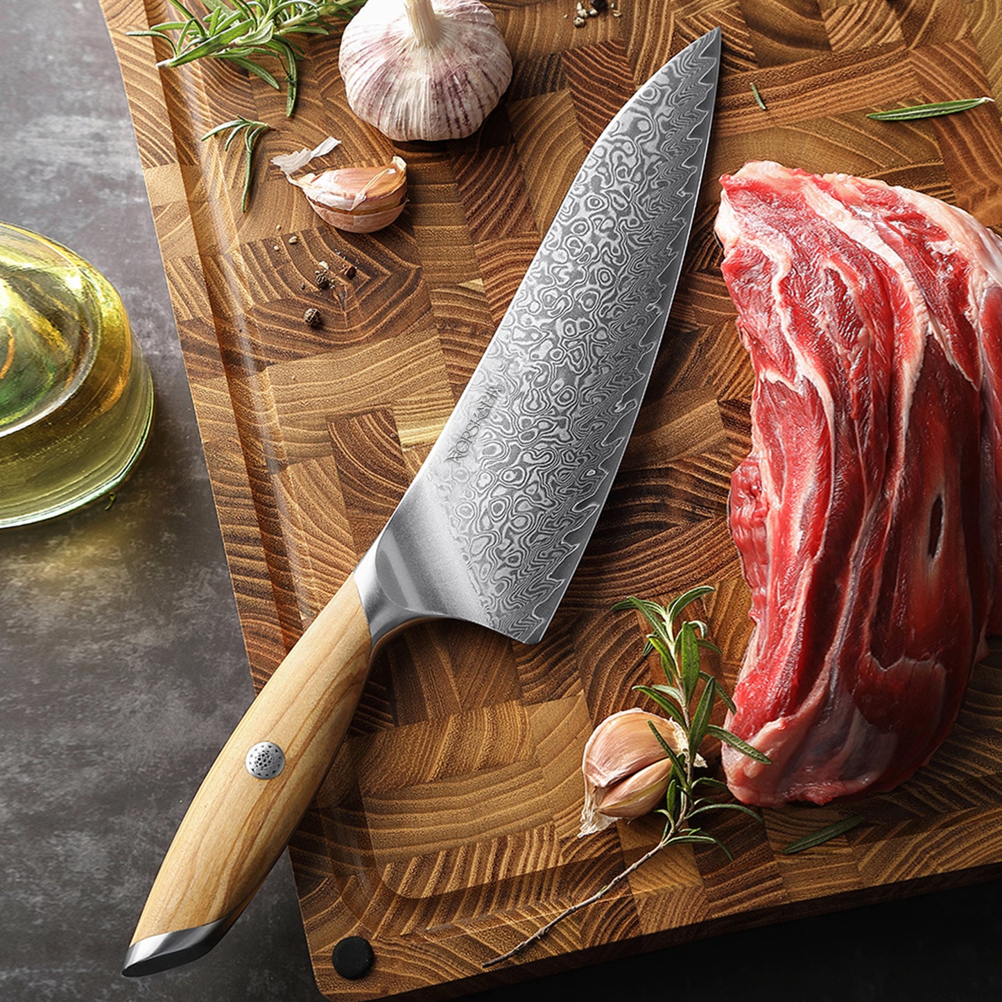 Norskaer Olive Wood Classic Sæt, 5 Knive