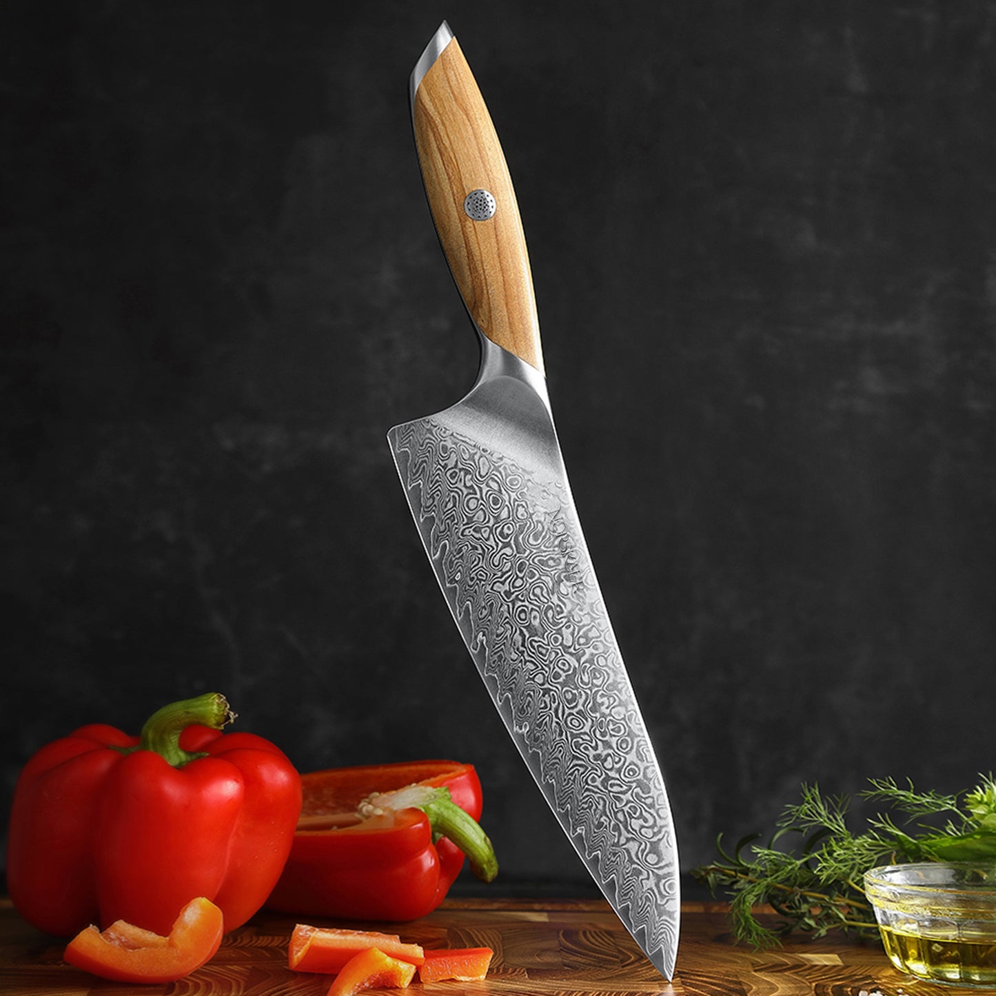 Norskaer Olive Wood Gyuto Kokkekniv