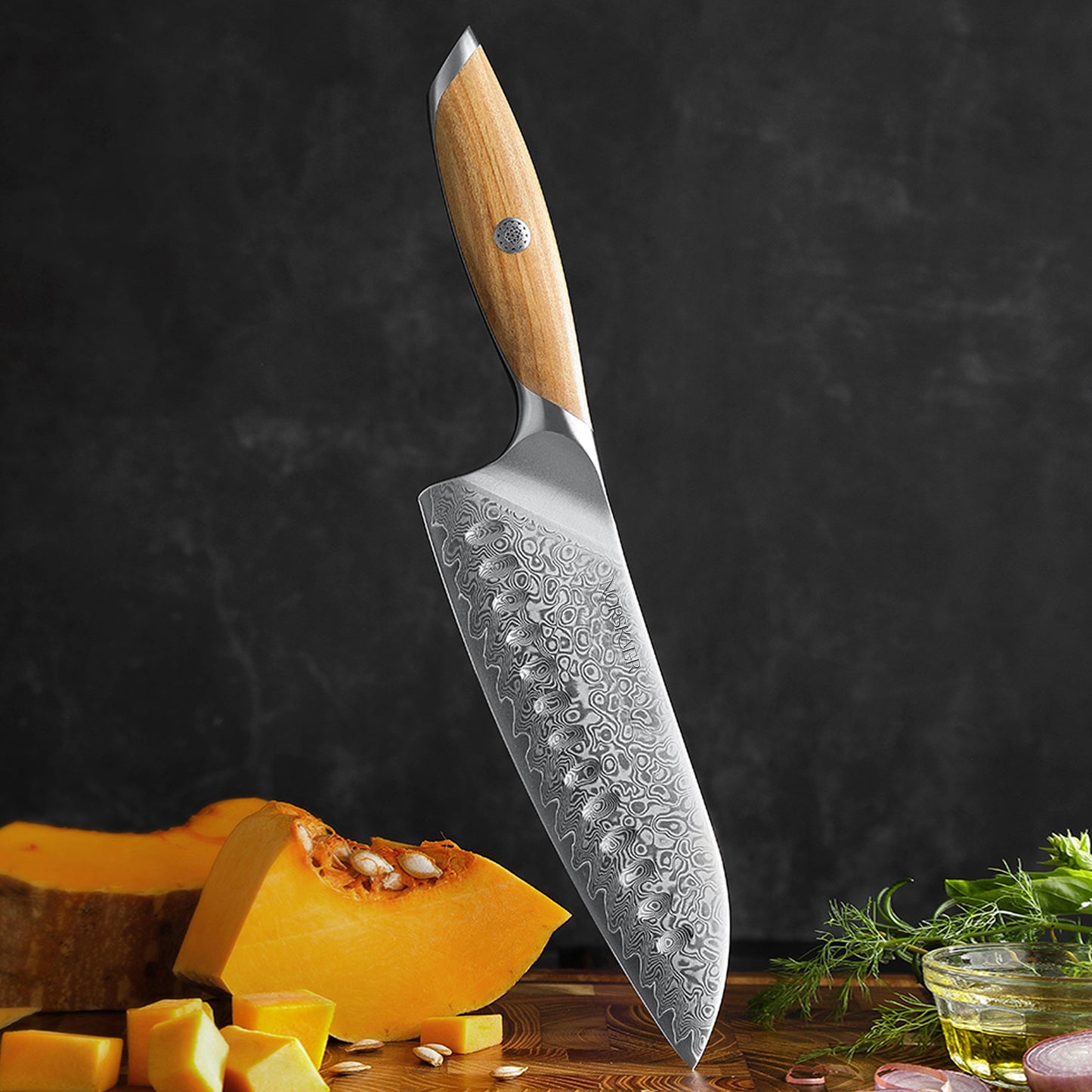 Norskaer Olive Wood Santoku Kokkekniv