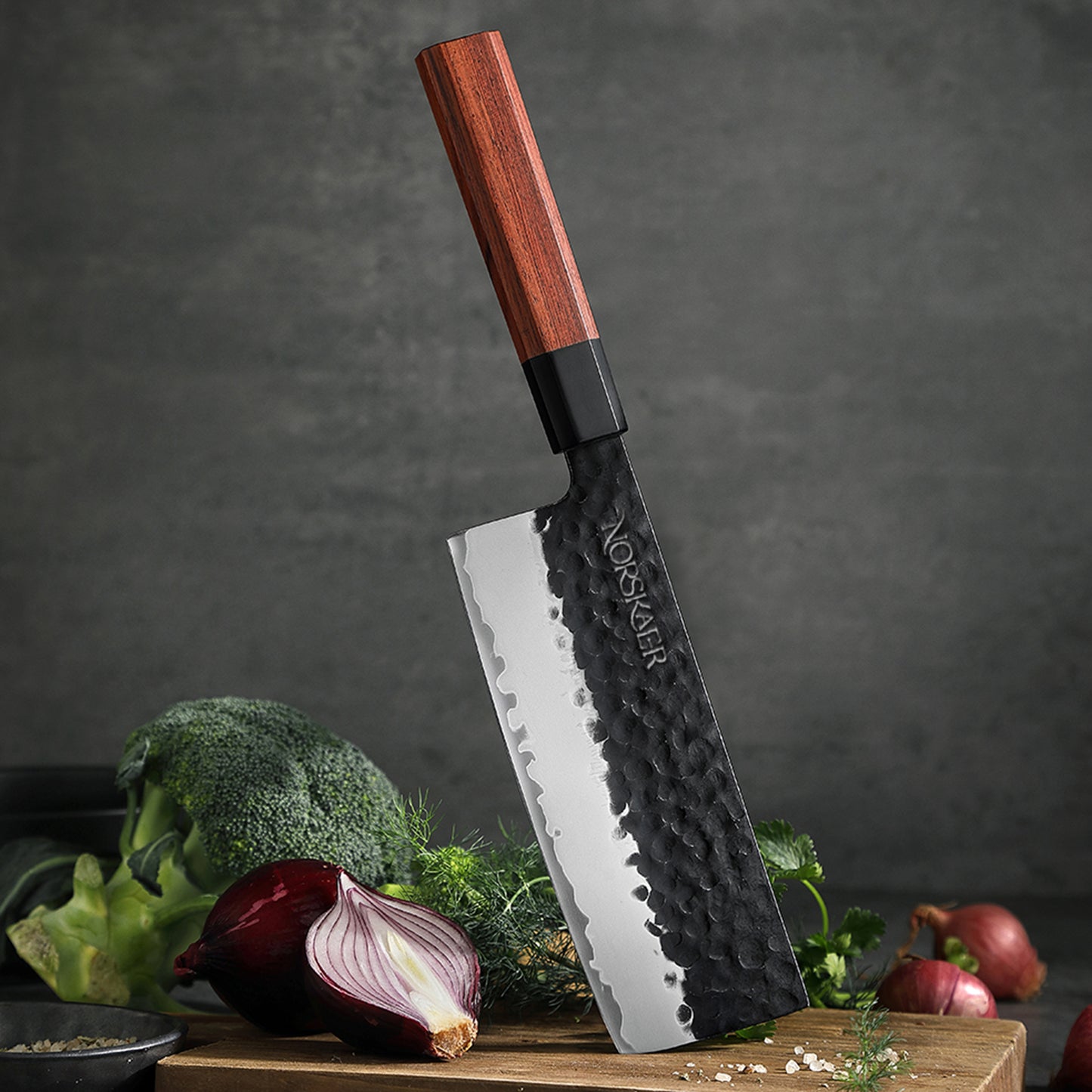 Norskaer Black Buffalo Nakiri Kokkekniv