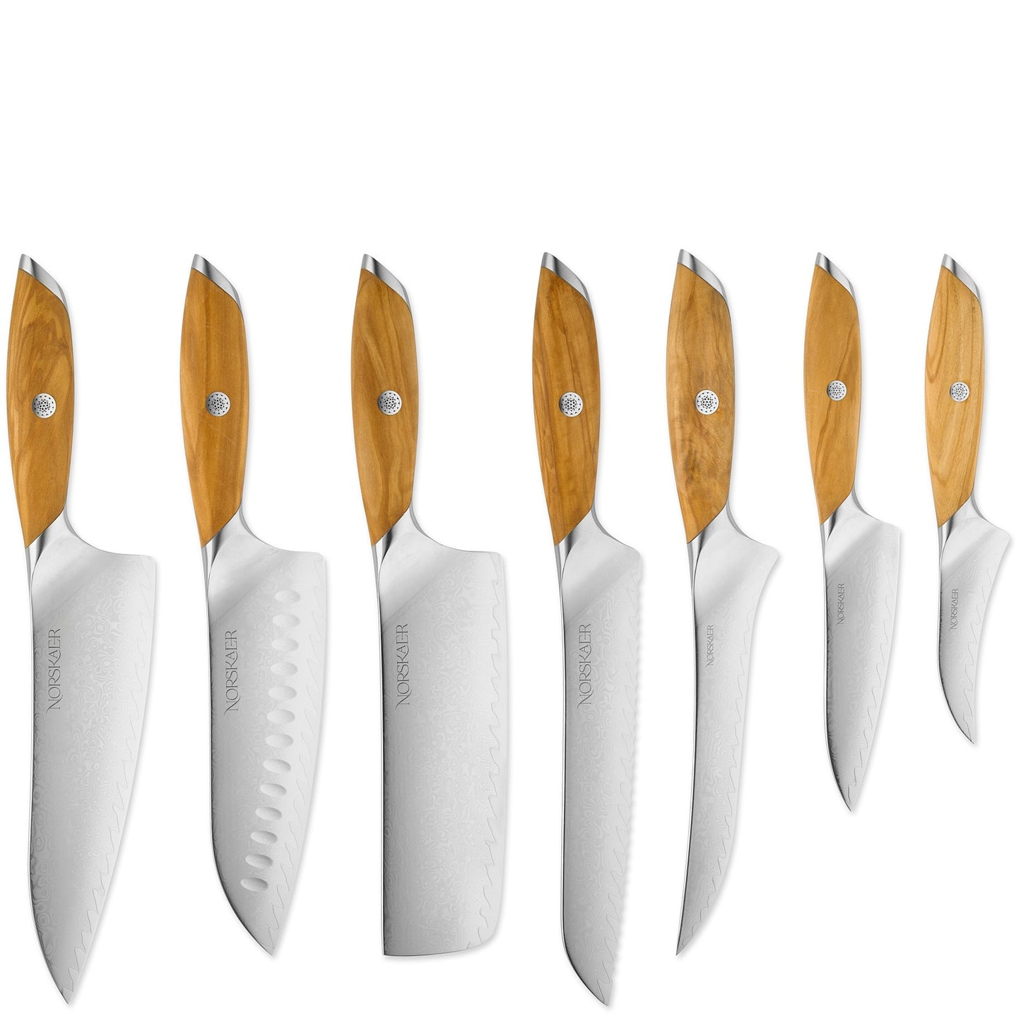 Norskaer Olive Wood Experten Sæt, 7 Knive