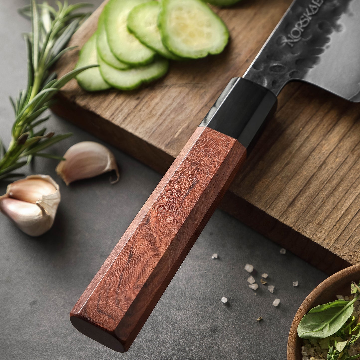 Norskaer Black Buffalo Nakiri Kokkekniv