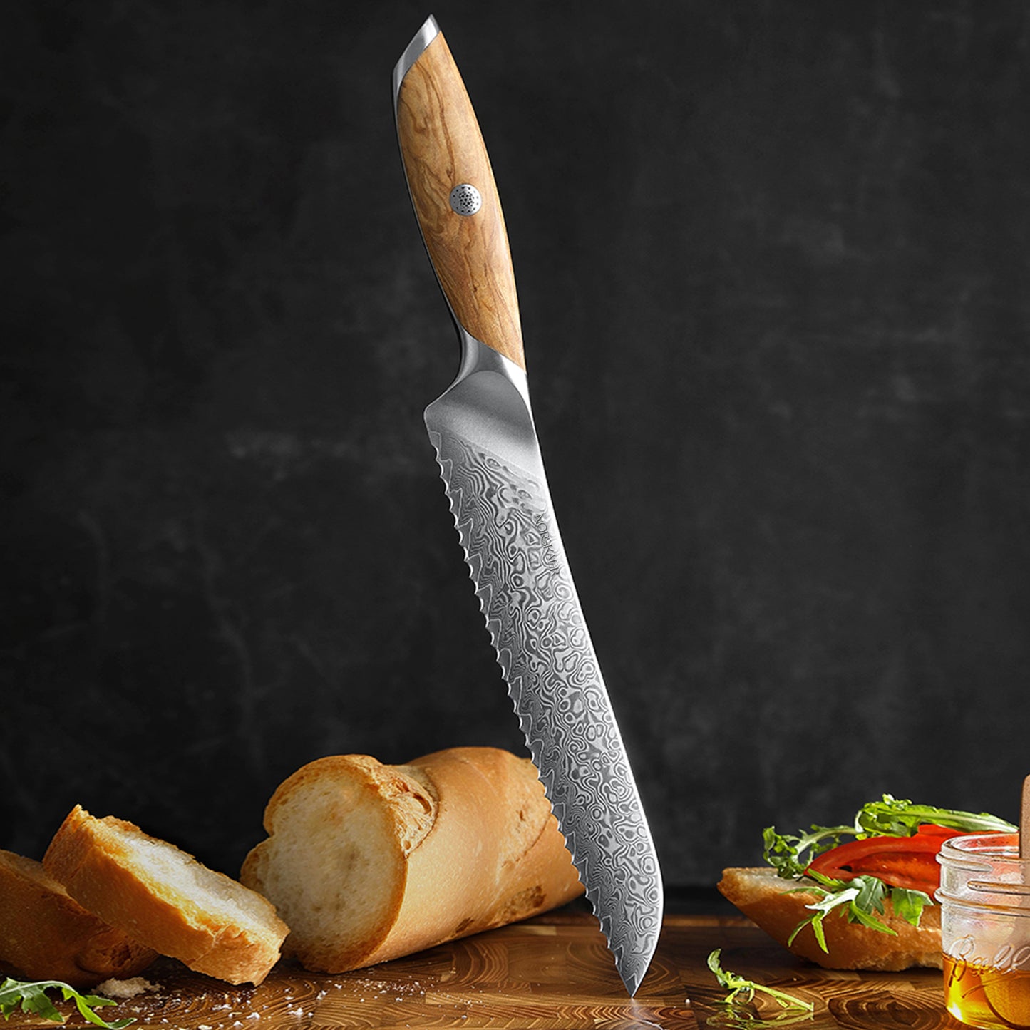 Norskaer Olive Wood Brødkniv